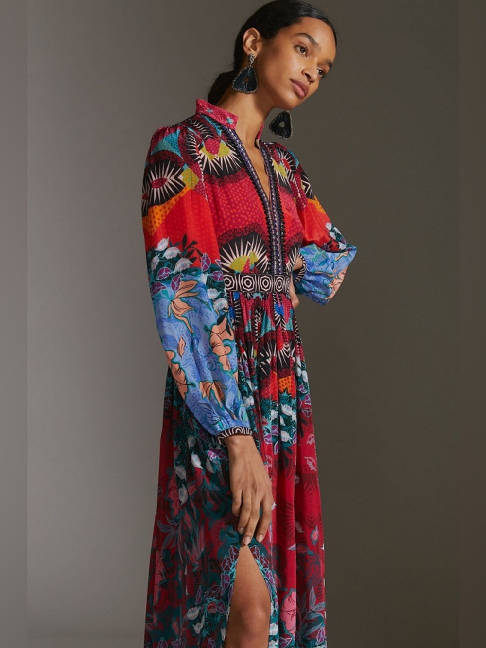 Anthropologie Bhanuni by Jyoti Maxi Dress 12 Feminine Bohemian Resort Chic NWT - Picture 3 of 16